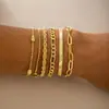 Joias Transfronteiriças Europeias e Americanas Pulseira de Corrente Simples Personalizada Pulseira Aberta Geométrica Brilhante Moda Retrô Conjunto de Pulseiras