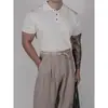 Camisa tipo Polo con Cuello Camisero, Polo de Punto de Manga Corta para Hombre, Rayas Estilo Old Money, Seda Helada para Negocios, Verano, Venta al por Mayor de Fábrica para Dropshipping Transfronterizo
