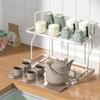 Prateleira para Xícaras de Chá Suporte de Mesa para Armazenamento de Copos de Água Prateleira de Exibição para Conjunto de Chá Bule Prateleira Antiga para Copos Prateleira Pequena de Armazenamento de Mesa