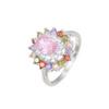 Anel Feminino Rosa Zircônia Transfronteiriço Explosões de Comércio Exterior Anel Tesouro Colorido Diamante Moda Popular Flor Joia