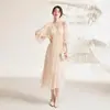 Em Estoque Primavera de 2026 Elegante Vestido de Seda para Mulheres, Saia Evasê Clássica Simples, Emagrecedor Vestido Longo de Seda de Amora para Mulheres
