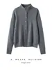 Novo Estilo Outono e Inverno Gola Meia-Alta Cardigã Tricotado 100% Caxemira Pura Feminino Fechamento em Botão Único Estilo Coreano Jaqueta Casual Solta