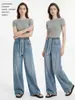 Jeans de Pierna Ancha Talla Plus para Mujer 2026, Adecuados para Tipos de Cuerpo Altos en Forma de Pera, de Cintura Alta, Corte Holgado, Adelgazantes, Versátiles, Pantalones Casuales de Pierna Recta