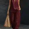 2026 Novo Site Independente de Comércio Exterior Transfronteiriço Roupas Femininas Amazon Aliexpress Gola Halter Decote V Sem Mangas Casual Conjunto de Duas Peças