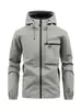 Versión Transfronteriza de la Chaqueta, Nuevo Estilo Otoño Moda Masculina Casual con Capucha Color Sólido Multibolsillos Chaqueta de Trabajo, Cortavientos para Exteriores