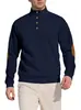 Suéter de punto casual para hombre de importación, otoño e invierno, cuello alto jacquard, suéter de punto con retazos de cuero de manga larga para comercio exterior europeo y americano de Amazon