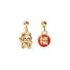 Pendientes de plata 925 con forma de aguja, diseño festivo de novia roja, palabra feliz, nudo chino, gato de la suerte, linterna, borla, Año Nuevo