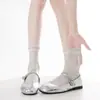 Calcetines Finos Huecos Transpirables con Volantes de Primavera y Verano para Mujer JK Lazo de Mariposa Encaje Calcetines de Media Pantorrilla Puño de Burbuja Dulce Calcetines Cortos Versátiles