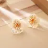 Pendientes de Flor de Concha Natural tipo Hada con Circonitas, Moda de Alta Gama, Lujo Ligero, Joyería Elegante de Estilo Femenino