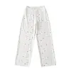 Ry2538-25 Verão Novo Estilo Europeu e Americano Cordão Preguiçoso Solto Calça de Perna Larga Solta Casual Comprimento Total