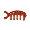 Ventas Directas de Fábrica Tabla Gua Sha de Resina, Peine Masajeador de Cuero Cabelludo Color Ámbar, Peine Masajeador de Cabeza, Peine de 5 Dientes para Acupresión y Gua Sha