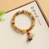 Dunhuang Wen Tian Cai Zhao Pan Zhu Hao Yun Lian Lian Pu Ti Pulsera Wen Wan Doble Círculo Cuentas Budistas Pulsera de Cuentas de Oración para Mujeres Venta al por Mayor