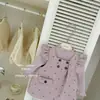 [Le'en Baby] Lavanda! Design original para meninas: um vestido de tweed floral roxo com mangas bufantes, perfeito para outono e inverno