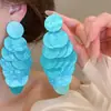 Aretes de Flor y Concha Estilo Resort Azul Marino, Aretes Frescos de Verano, Aretes de Diseño Nicho al por Mayor