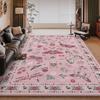 Alfombra Estilo Retro Bohemio Nórdico, Alfombra Resistente a Manchas y Fácil de Cuidar para Sala de Estar, Alfombra para Mesa de Café y Sofá, Alfombra de Mesita de Noche para Dormitorio
