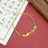 Nuevo Pulsera de Oro Arena de Vietnam Estilo Palacio Flor Gota de Aceite Pulsera de Paz Alegría Retro Marea Nacional Joyería de Alta Gama