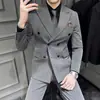 Traje de negocios casual, traje de tres piezas ajustado talla grande, traje profesional de doble botonadura para hombre, traje formal de boda, traje de caballero