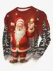 Top casual de cuello redondo con estampado digital navideño, corte holgado, un nuevo estilo para los mercados europeo y americano
