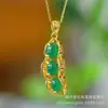 Pingente Cravejado de Calcedônia Verde Gelo Alto Estilo Casal Ágata Dourada Antiga Pingente Cravejado com Diamante Jade Buda Maitreya Venda Quente Transmissão ao Vivo