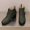 Botas Martin de salto alto com bico redondo, tamanho plus size, versáteis, com sola de borracha macia, antiderrapantes, zíper traseiro, cor sólida, botas curtas femininas para outono e inverno, de comércio exterior