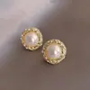 @ Oferta Especial @ Pendientes Redondos de Perla Estilo Barroco Coreanos Nuevos Retro Estilo Hong Kong Pendientes de Celebridad de Internet Tuercas y Pendientes Venta al por Mayor