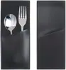Set de cuchillo y tenedor de 2 piezas estilo vintage en cuero PU negro, bolsa de almacenamiento de cubertería estilo occidental, decoración para cocina y mesa de comedor
