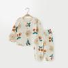 Pijamas para niños de verano finos de algodón puro con abertura de manga larga, ropa interior para bebés, ropa interior con aire acondicionado para el hogar para niños y niñas.