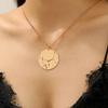 Collar europeo y americano estilo ins con brújula de disco, para mujer, punk, hip hop, apilado, doble capa, colgante de moneda con brújula, cadena para clavícula