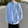Suéter de cuello alto medio de color sólido para otoño e invierno para hombre estilo coreano estilo ligeramente maduro suéter básico bf moderno guapo casual