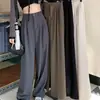 Pantalones Casuales de Pierna Ancha con Cintura Elástica para Mujer Primavera 2023 Nuevos Versátiles de Cintura Alta con Caída Pantalones Rectos de Traje Pantalones Adelgazantes
