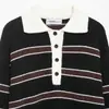 Novos Produtos Primavera 2026 Moda de Rua Casual Europeia e Americana Roupas Femininas Malha Listrada Gola Polo W03 7060