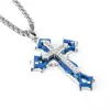 Explosiones de comercio electrónico transfronterizo 2023 collar de cruz multicolor con múltiples diamantes colgante para hombre coreano accesorios de moda para hombre al por mayor