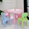 Conjunto de Mesa e Cadeiras Redondas Antiderrapantes, Conjunto de Mesa e Cadeiras de Plástico para Jardim de Infância, Conjunto de Mesa e Cadeiras para Brinquedos de Uso Doméstico, Conjunto de Mesa e Cadeiras para Escrita e Desenho Infantil