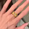 Anillo Retro Cepillado Arrugado para Mujer Diseño de Nicho de Lujo Ligero Anillo Ajustable de Circonita de Gama Alta Anillo Onda para Dedo Índice