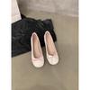 Tacón Grueso Commuter Versátil Lazo Bajo Zapatos de Tacón Alto para Mujer 2025 Populares Zapatos Mary Jane Zapatos de Ballet de Tacón Alto