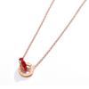 TikTok Explosiones Rebajas Calientes Acero de Titanio Roma Doble Anillo Collar Cadena sin Color Chapado en Oro Rosa 18K Collar