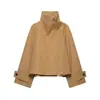 Fabricante de ropa de mujer transfronterizo al por mayor 2026 nuevo gabardina corta de moda casual suelta estilo europeo y americano con cuello alto