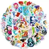 50 Adesivos Fofos de Desenho Animado da Pequena Sereia, Adesivos Decorativos Impermeáveis para Copo de Água, Caderno, Laptop