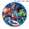 Decoración de Cumpleaños Vengadores Accesorios Tela de Fondo Caja de Galletas de Arroz Serie Marvel Vajilla Desechable Platos de Papel Vasos de Papel