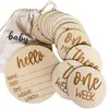 Hito de madera de origen transfronterizo, virutas de madera, accesorios fotográficos para bebés recién nacidos, grabado láser, tarjeta de hito de madera