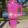 Termo de Acero Inoxidable 304 de 40 oz con Asa Tachonada de Diamantes y Popote, Taza de Hielo de Diamante para Mantener Frío, Montable en Coche