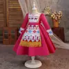 Vestido Formal Europeu e Americano para Meninas Vestido de Princesa Vestido Longo de Manga Longa para Eventos Estampado Floral Roupa de Performance para Dama de Honra