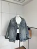 Toma real: Chaqueta vintage lavada de retazos de corte ancho para mujer, nuevo estilo de otoño, holgada, casual, versátil, top de mezclilla 19004