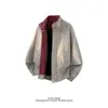 Chaqueta de cuero PU de estilo americano, corte ajustado, color block, deconstruida, con cuello alto, para hombre, marca de moda, abrigo de otoño para motociclista y trabajo