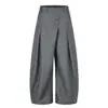 Pantalones de Comodidad Estilo Americano 11Kn con Corte Holgado, Botonadura Diagonal, Pliegues Tridimensionales, Silueta Fluida, Pantalones Casuales de Pierna Ancha para Hombres y Mujeres
