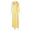 Comércio Exterior Amazon Moda Feminina Outono 2025 Sexy Cor Contrastante Gola U Cor Sólida Fenda Manga Longa Vestido Venda por Atacado