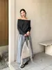 Suéter Tejido Jianhe 2026 Primavera Estilo Minimalista Versátil Usable Hombros Descubiertos Manga Murciélago de Tencel para Mujer 59306