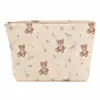 Bolsa de Maquillaje Popular con Patrón de Hueso Pintado a Mano Transfronteriza, Gran Capacidad con Estampado de Fresas, Corduroy, Bolsa Portátil de Viaje con Cremallera, Neceser