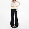 [Mano de obra de Zhejiang] Pantalones casuales de encaje con empalme y microcampana para mujer, nuevo diseño Primavera Verano 2025, hasta el suelo