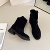 Botas de caballero Lad nuevas americanas de caña baja punta redonda retro mezclilla botas de otoño versión coreana occidental botas tacón grueso 2026 apiladas